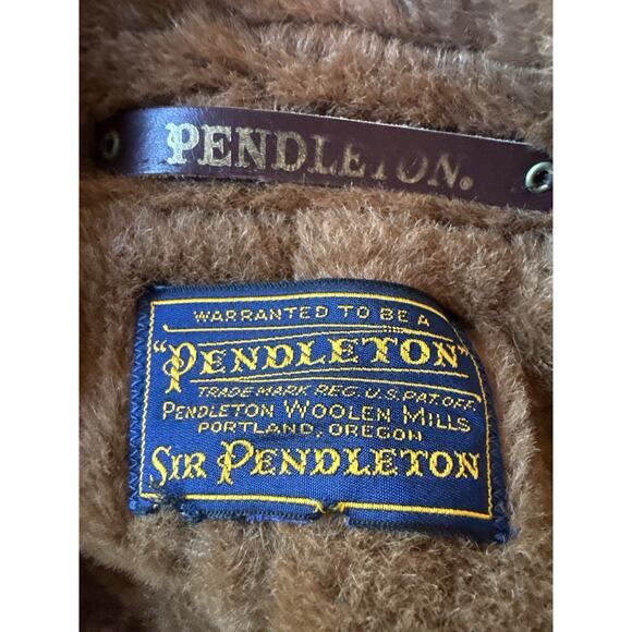Vintage Sir Pendleton Camel Wool Coat With Faux Fur Collar Est Size Medium Men's - Picture 6 of 7
